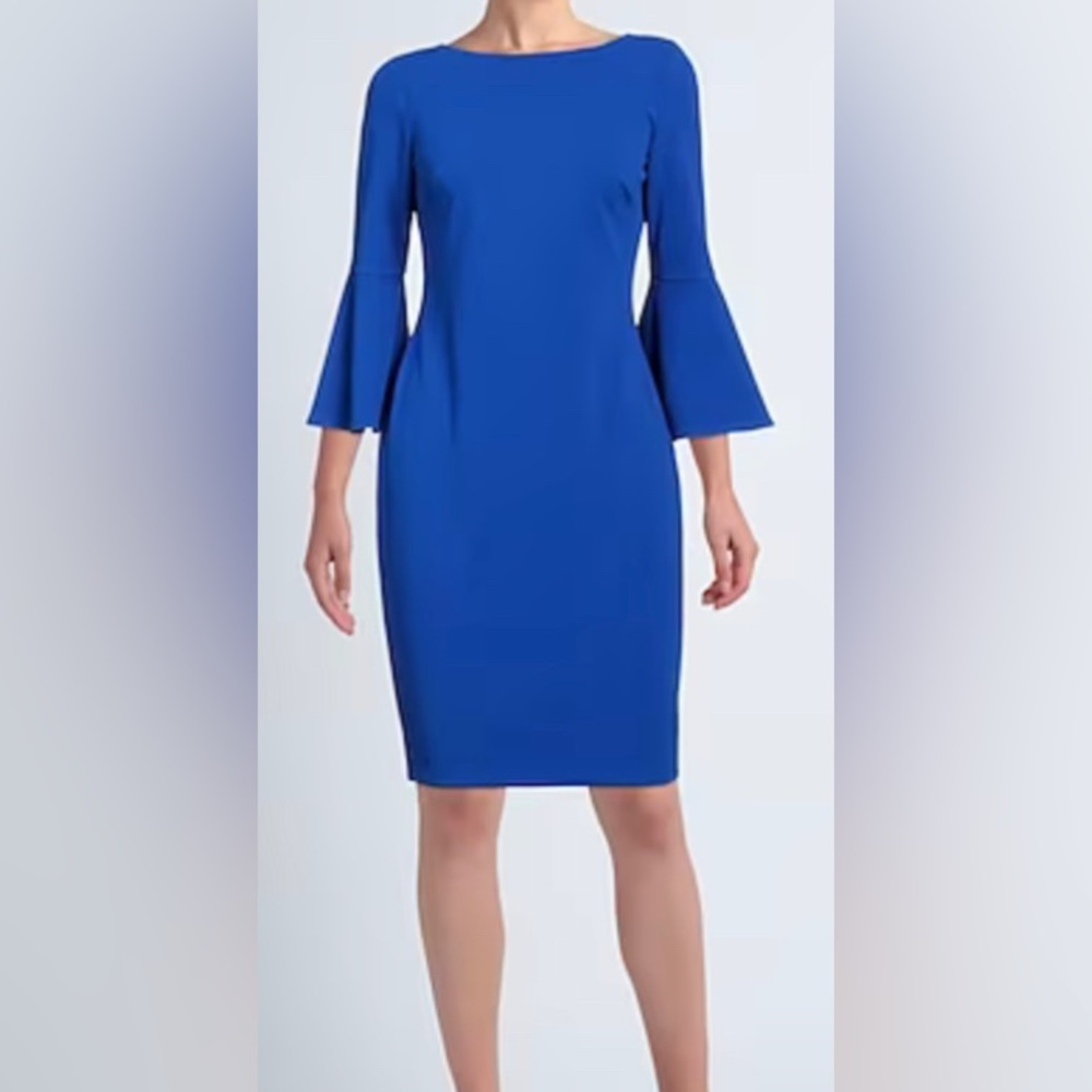 Calvin Klein Blue Bell Sleeve Dress